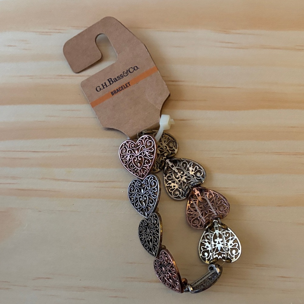 G.H. Bass & Co. Mixed Metals Heart Bracelet